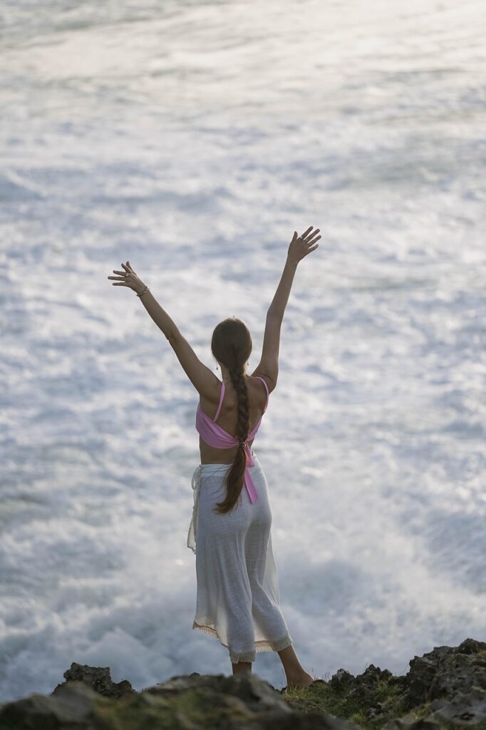 woman, beach, happy, nature, outdoors, adventure, travel, exploration